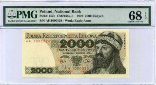 Poland 2000 2,  000 Zlotych 1979 P 147 Gem Unc Pmg 68 Epq Highest