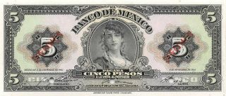 México 5 Pesos 8.  11.  1961 P 60gs Specimen Uncirculated Banknote Mex5