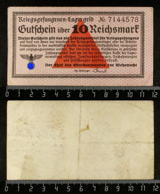 Germany Nazi 10 Reichsmark 1939 - 1944 For Prisoners Of War Pow Camp
