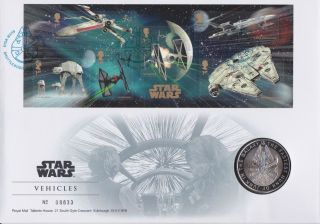 Gb Stamps First Day Cover 2015 Star Wars Vehicles With Medallion
