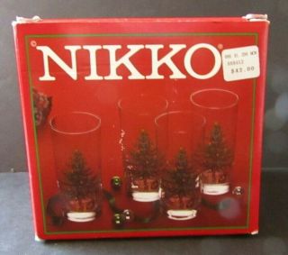 (4) Nikko Christmas Tree Tumbler/highball 12 Oz Glasses