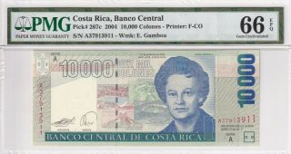 2004 Costa Rica 10,  000 Colones P - 267c Pmg 66 Epq Gem Unc