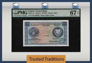 Tt Pk 41c 1975 - 82 Cyprus - Central Bank 250 Mils Pmg 67 Epq Gem Unc