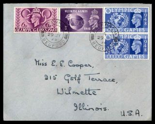 Mayfairstamps Great Britain 1948 Olympic Games Stamp To Wilmette Illinois Sport