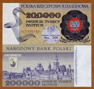 Poland,  200000 (200,  000) Zlotych,  1989,  P - 155,  Unc