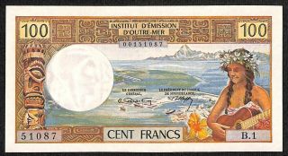 Tahiti Cat.  23 French Polynesia 1969 100 Francs B.  1 Unc