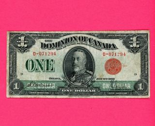 1923 Dominion Of Canada $1 Note Red Seal Group D D - 1