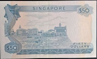 Singapore $50 Dollars AUNC P 5 with red seal 1973 Orchid Board of Commissioners 2