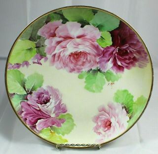 Vintage Richard Ginori Italy Hp Artist Signed 8 3/4 " Floral Cabinet Plate