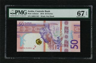 2019 Aruba Central Bank 50 Florins Pick Unlisted Pmg 67 Epq Gem Unc