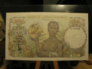 1952 French West Africa 100 Francs Banknote