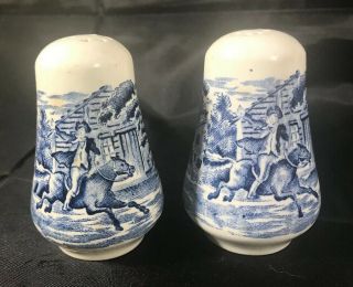 Staffordshire Ironstone England Liberty Blue Salt And Pepper Shakers Paul Revere