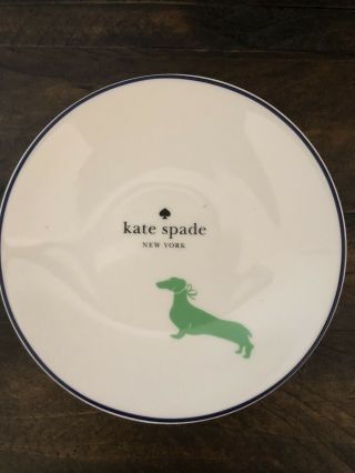 Kate Spade Wickford Dachshund Tidbit Plate Green White Rare