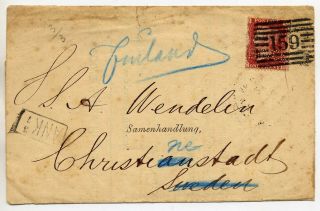 Gb 1878 Wrapper From Glasgow To Sweden Re - Directed To Finland 1d Perfin Franking