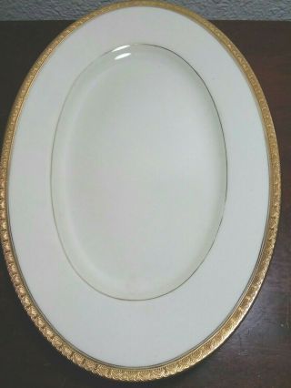 BLACK KNIGHT/Hohenberg ONE Gold Encrusted Verge Edge TRIANON Oval Platter 12 1/2 2