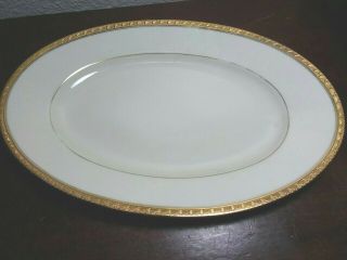 BLACK KNIGHT/Hohenberg ONE Gold Encrusted Verge Edge TRIANON Oval Platter 12 1/2 3