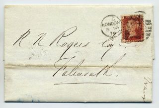 Gb 1879 Entire Letter From London To Falmouth With 1d Plate 209 Perfin Franking