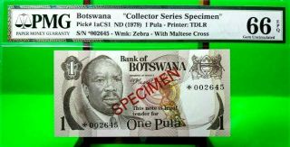 Botswana 1 Pula 1979 Specimen Pick 1 A Cs 1 Lucky Money Value $720