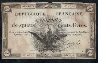 400 Livres Assignat From France 1792