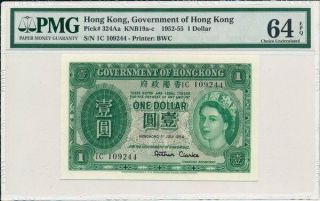 Government Of Hong Kong Hong Kong $1 1954 Pmg 64epq