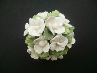 Aynsley Flower Pot Bouquet Hand Painted Modelled Fine Bone China White Green
