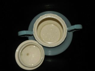 Metlox Vernonware California True Blue Sugar Bowl w\/ Lid Discontinue 3