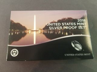 2018 - S United States Silver Proof Set.  (10 Coins) With Box &.