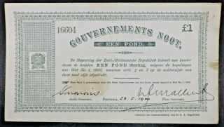 Gouvernements Noot South Africa 1900 1 Pond Bank Note Pick 54b