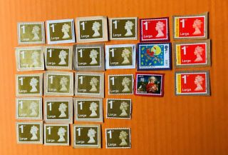 23,  3 Signed For Gb (first) 1st Class Large Letter Stamps On Paper Unfranked