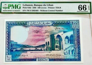 P - 66d 1988 100 Livres,  Lebanon,  Banque Du Liban,  Pmg 66epq Gem