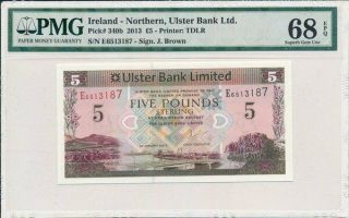 Ulster Bank Ltd.  Ireland - Northern 5 Pounds 2013 Pop.  1 Pmg 68epq