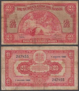 Suriname - Dutch Administration,  2 1/2 Gulden,  1942,  Vf,  P - 87 (b)