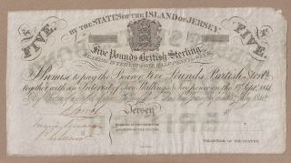 Jersey: 5 Pounds Banknote,  (au/unc),  P - A1r,  18xx,