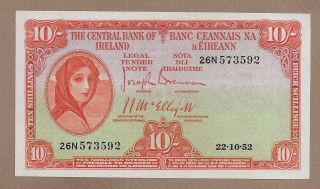 Ireland - Republic: 10 Shillings Banknote,  (unc),  P - 56b2,  22.  10.  1952,