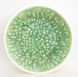 2005 Handmade Mcm Style Modern Abstract Green Ceramic Wall Plate Signed 18 "