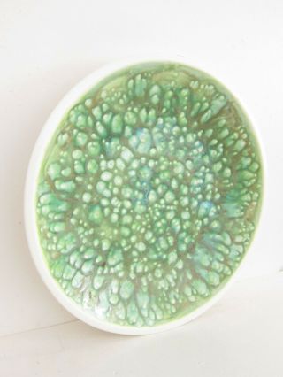 2005 Handmade MCM Style Modern Abstract Green Ceramic Wall Plate Signed 18 