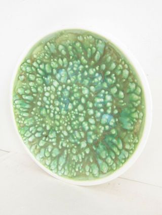 2005 Handmade MCM Style Modern Abstract Green Ceramic Wall Plate Signed 18 