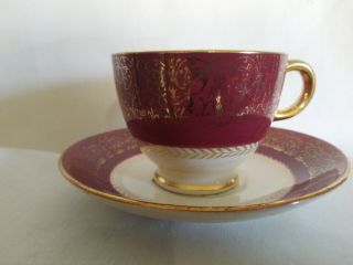 Homer Laughlin Tea Cup And Saucer Set.  Lady Stratford Pattern E52nb