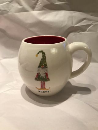 2018 Rae Dunn Christmas Gnome " Merry " Mug.