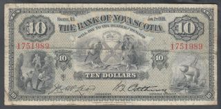 1935 Bank Of Nova Scotia (canada) 10 Dollars Bank Note