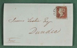Gb Stamp Victoria 1d Penny Red Imperf From Black Plate 1 On Cover (k92)