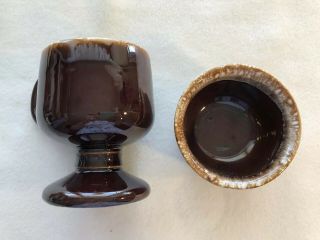 Mccoy Vintage Footed Coffee Mug And Small Bowl Brown Drip Glaze Signed