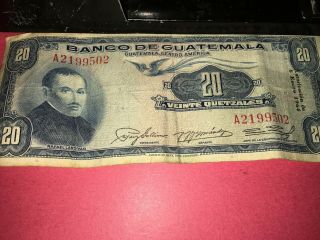 Banco De Guatemala 20 Quetzales 1964
