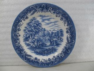 Currier Ives Harvest Blue Dinner Plate Churchill Heritage Made In England 13018