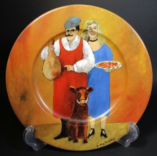 Guy Buffet Tuscan Storefronts Salad Plate Couple & Cow Calf Eschenbach Germany