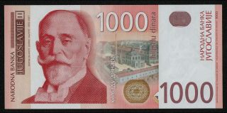 Yugoslavia (p158a) 1000 Dinara 2001 Unc