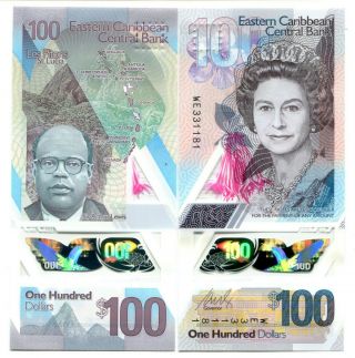 East Caribbean 100 Dollars Nd (2019) P - Unc Polymer