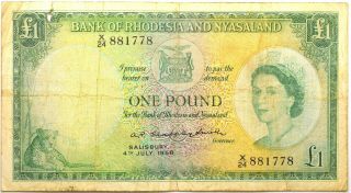 Qeii Rhodesia & Nyasaland 1 Pound 1958