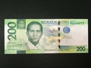 Philippines 200 Pesos Ngc 2015 Solid 7 (ce777777) - Seldom Seen Solid Banknote