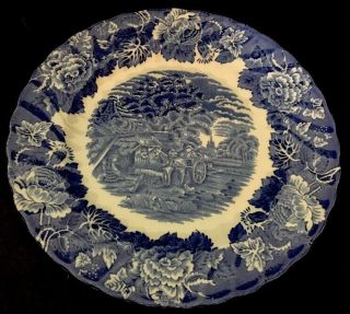 Wood And Sons Blue Country Scene 9 3/4 " Dinner Plate Made In England